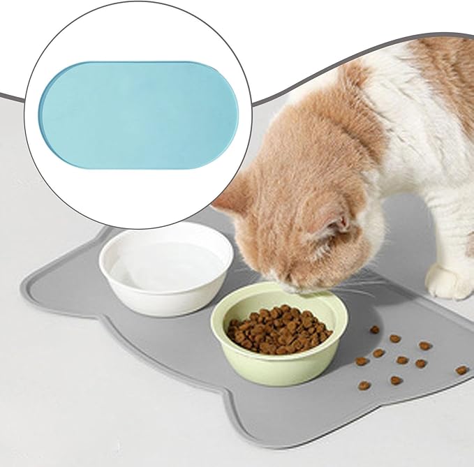 Pet Feeding Dog Food Mat Multifunctional Supplies Anti Slip Silicone Contain Spills Replace Pad Accessories Placemat, Blue