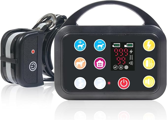 Plkm Wireless Dog Fence Electric Fence Indoor Outdoor Dog Training Collar Pet Intelligent 3 in 1 System, AI Technology Out-of-Range Reminder, Adjustable Range Shock Strength, Rechargeable Waterproof