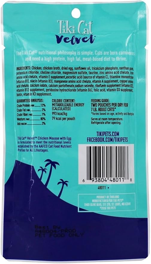 Tiki Cat Velvet Mousse Pouch Chicken with Egg 2.8oz