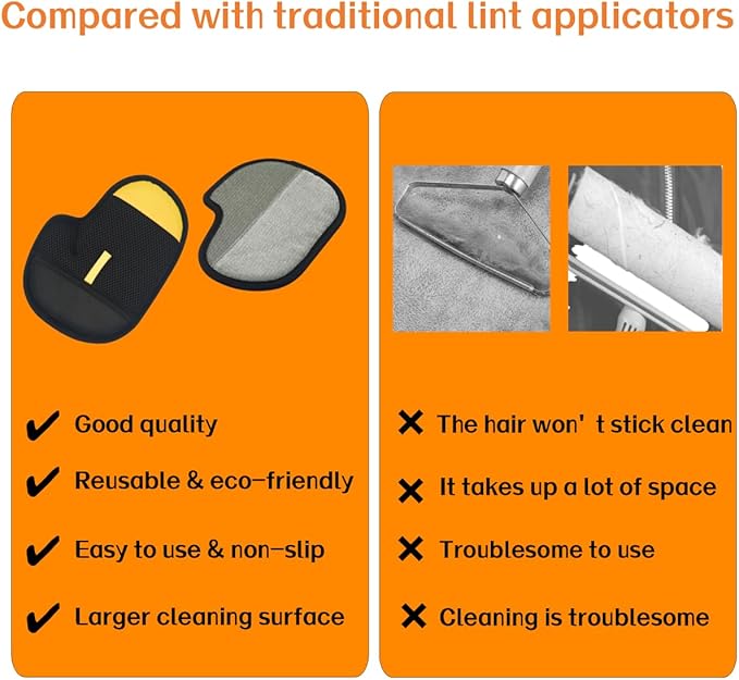 2Pcs Pet Hair Removal Glove for Cats & Dogs, 2025 Newly Upgraded Electrostatic Pet Hair Gloves, Reusable Pet Hair Remover Tool for Couch, Clothing, Car Seat,Carpet