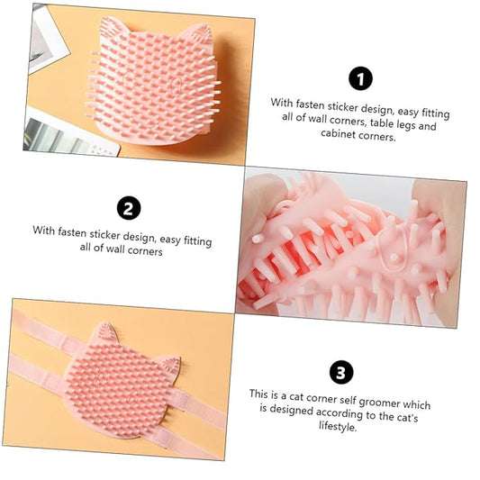 SUPVOX Silicone Cat Massage Brush Adjustable Grooming Tool for Cats Dogs Dual Use Dry for Removing Loose Fur and Itching Relief
