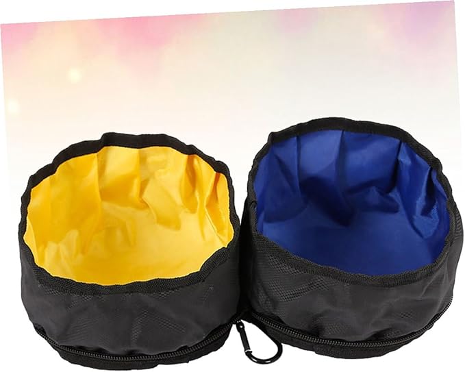 Toddmomy Portable Pet Double Bowls Foldable Dog Food and Water Bowls Outdoor Travel Feeding Supplies for Dogs and Cats