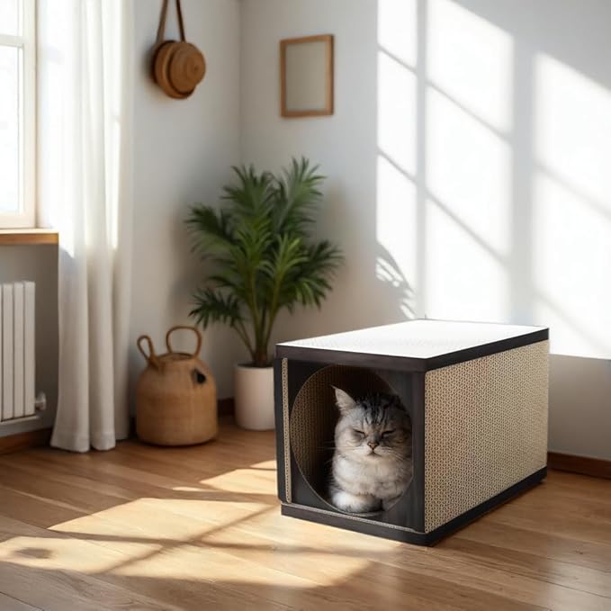 360° Cardboard Cat Scratcher Tunnel & House