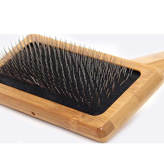 Beaupretty Wooden Pet Grooming Comb with Ergonomic Handle for Dogs and Cats Detangling and Hair Cleaning Tool Premium Skin-friendly Wood Removes Loose Hair Knots Dander and Tangles