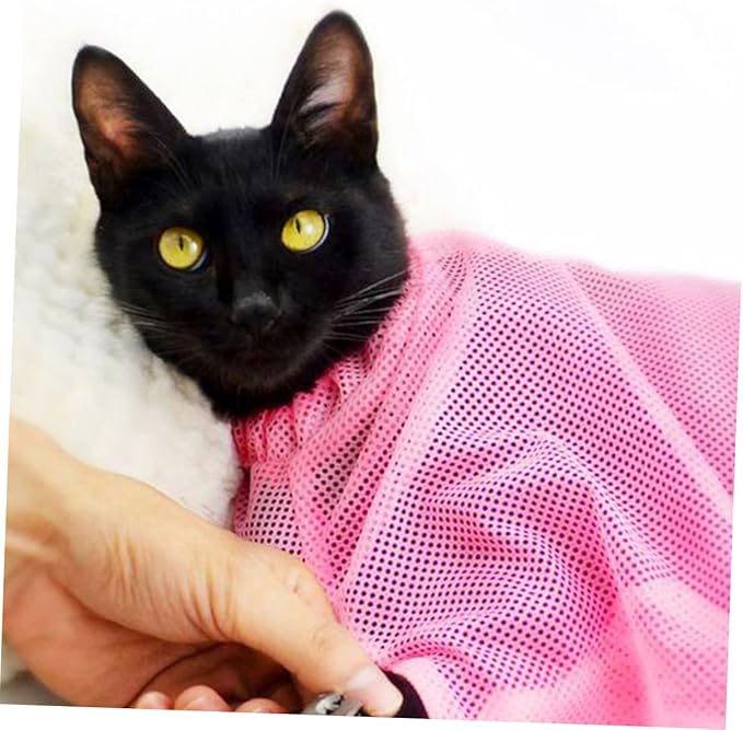 SUPVOX Cat Grooming Bag Mesh Bathing Bag for Cats Pet Supplies Nail Clippers Scratch-Resistant Pet Grooming Tools