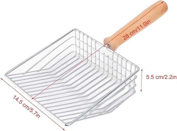 Ymiko Metal Cat Litter Scoop, Cat Poop Shovel Pooper Scooper Kitten Poop Sifting with Holder Litter Scoop for Box