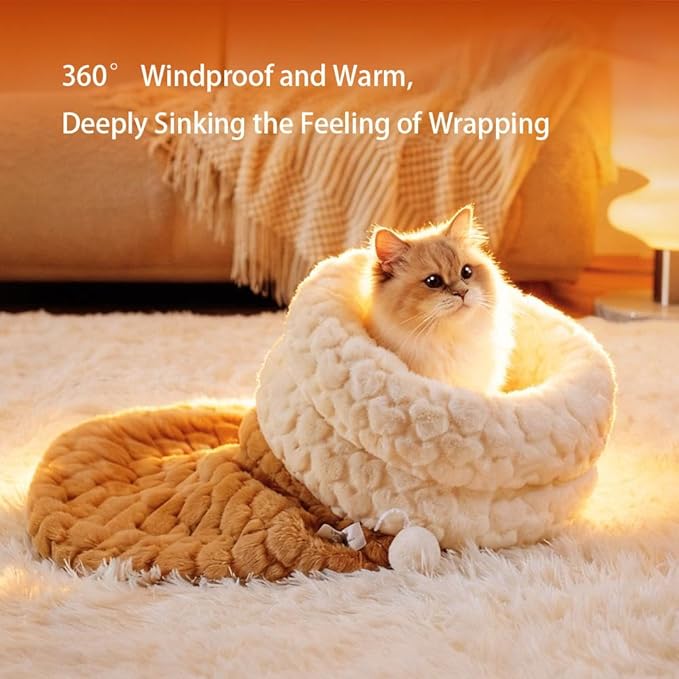 Cat Sleeping Bag for Indoor, 2025 New Cat Winter Cozy Plush Cave Bed, Self-Warming Pet Bed Cave for Indoor Kittens Puppies (Blue)