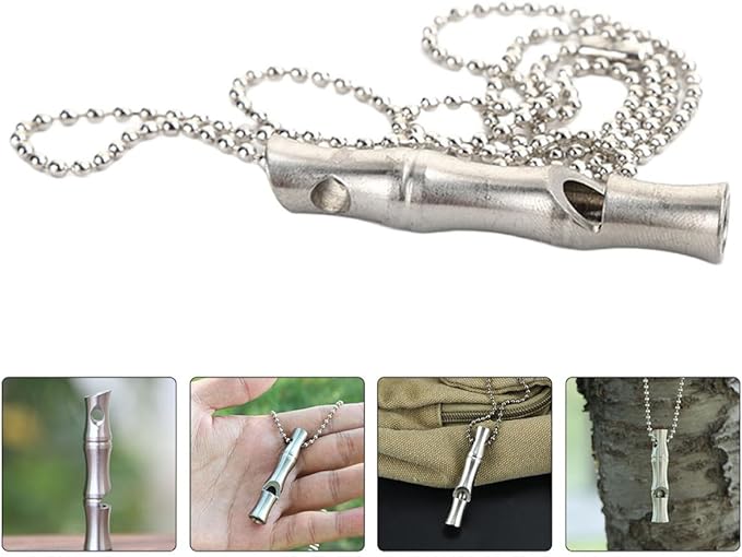 Alasum Dog Training Whistle Silent Bark Control Stainless Steel with Hanging Chain Multipurpose Outdoor Camping Supply for Dogs and Pets