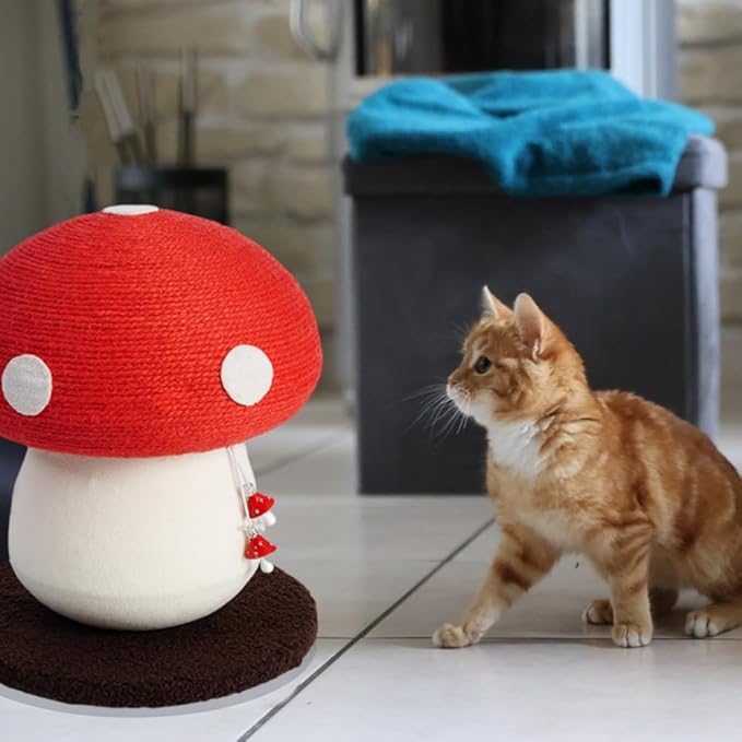 Mushroom Cat Scratching Post Cute Kitten Scratching Board with Natural Sisal Rope for Kittens and Small Cats