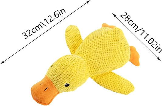 Durable Quacking Duck Dog Toy - Interactive Plush Chew Toy for Anxiety Relief & Fun Play with Cats & Dogs, Pets Only (Yellow, Medium)