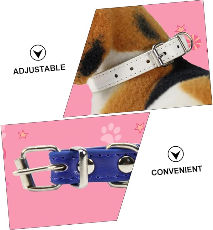 Garneck 10pcs Pu Dog Collars Decorative Pet Neck Chains with Adjustable Length 1.0 * 30cm for Puppy Identification and Festive Pet Supplies Random Color