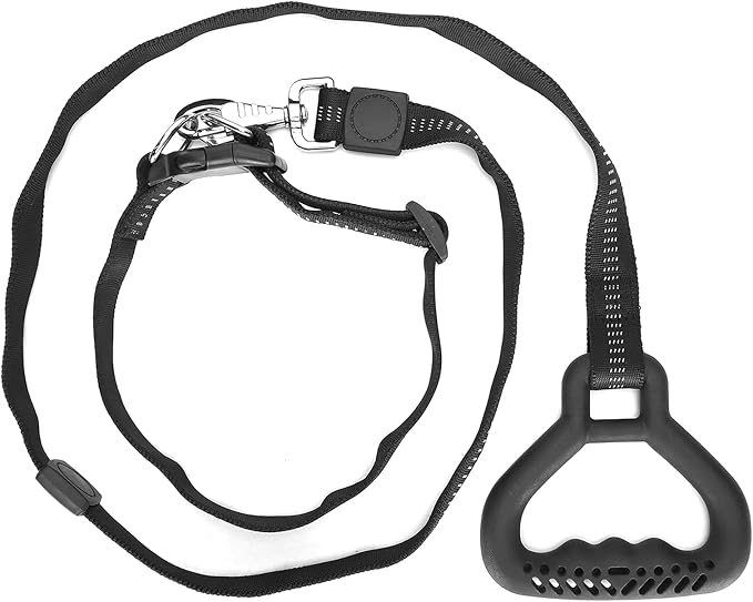 Heavy Duty Dog Leash Collar Set, Adjustable Nylon Leash with Soft PP Handle, Durable Rope Leash Collar for Small Medium Large Dogs, Pet Supply with Shock - Absorbing (Black)