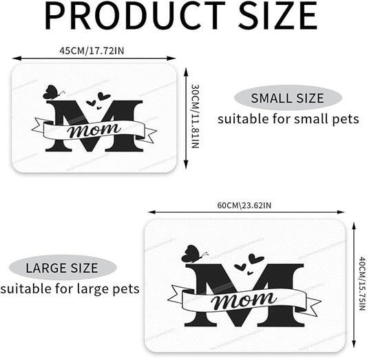 Pet Feeding Mat for Dogs Cats Happy Mother's Day Floral Gift for Mom Hp Absorbent Dog Food Mat Non-Slip Waterproof Placemat Quick Dry Pet Supplies Bowl Mats
