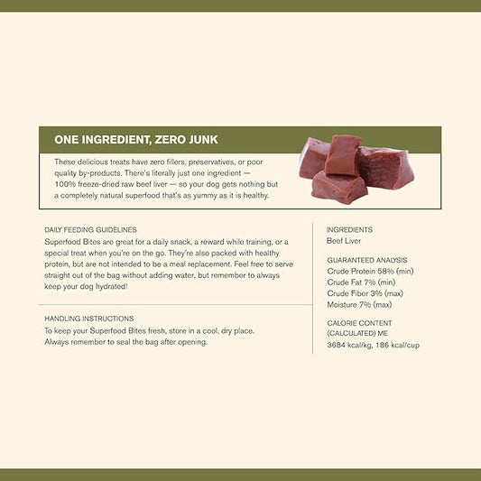 BADLANDS RANCH by Katherine Heigl – Superfood Bite Freeze-Dried Raw Beef Liver Dog Treats – High Protein Single-Ingredient Snacks for Training, Rewards & Daily Wellness – 4 oz (Pack of 4)
