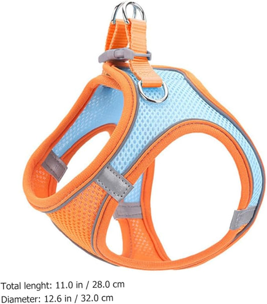 BESPORTBLE Pet Harness and Leash Set with Reflective Strips, Breathable Mesh Dog and Cat Vest Harness Xs, Dual-Color Orange, Lightweight Pet Supply for Puppy and Kitten Walking