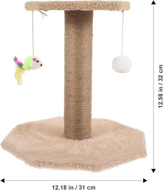 Cabilock Cat Scratching Post Vertical Sisal Scratcher with Hanging Small Size Decorative Kitten Scratcher for Indoor Cats Daily Use Pet Activity