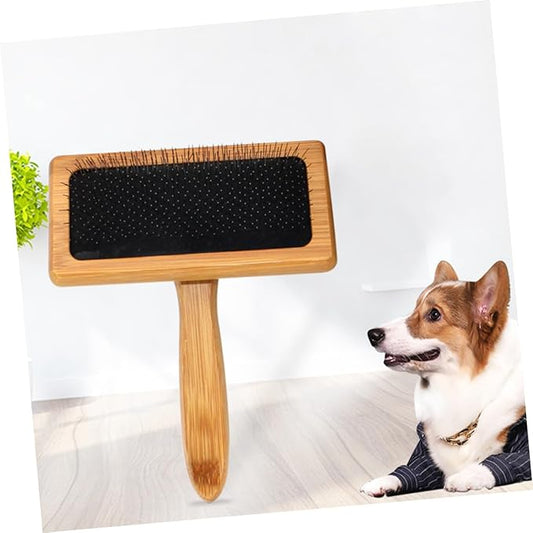 POPETPOP Wooden PET Grooming Comb Design Detangling Tool for Dogs and Cats Bamboo Handle for PET Owners and Grooming