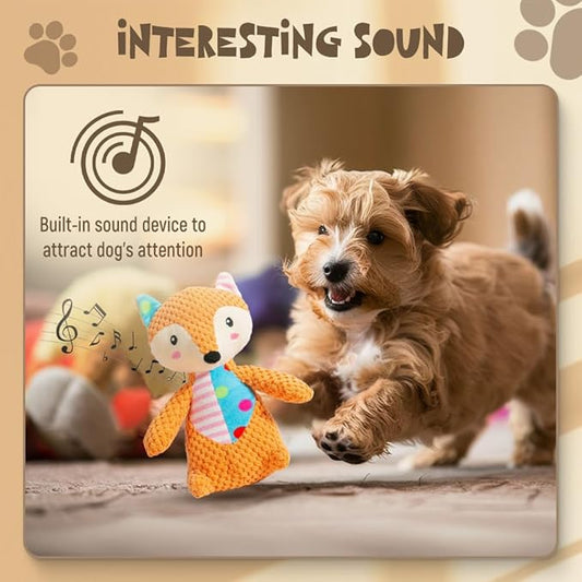 Dog Plush Toys for Aggressive Chewers Indestructible Dog Toy, Squeaky Plush Toy for Small Medium Large Dogs, Indoor Play Durable Chew Toy o Keep Them Busy (Fox)