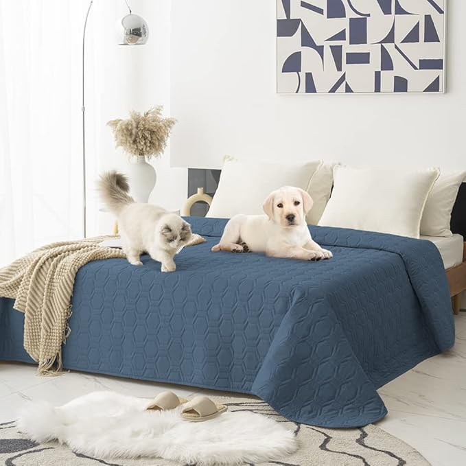 Waterproof and Non-Slip Dog Bed Cover and Pet Blanket Sofa Pet Bed Mat ,car Incontinence Mattress Protectors Furniture Couch Cover for Most Cats Dogs, Pets(40x50- Navy Blue)