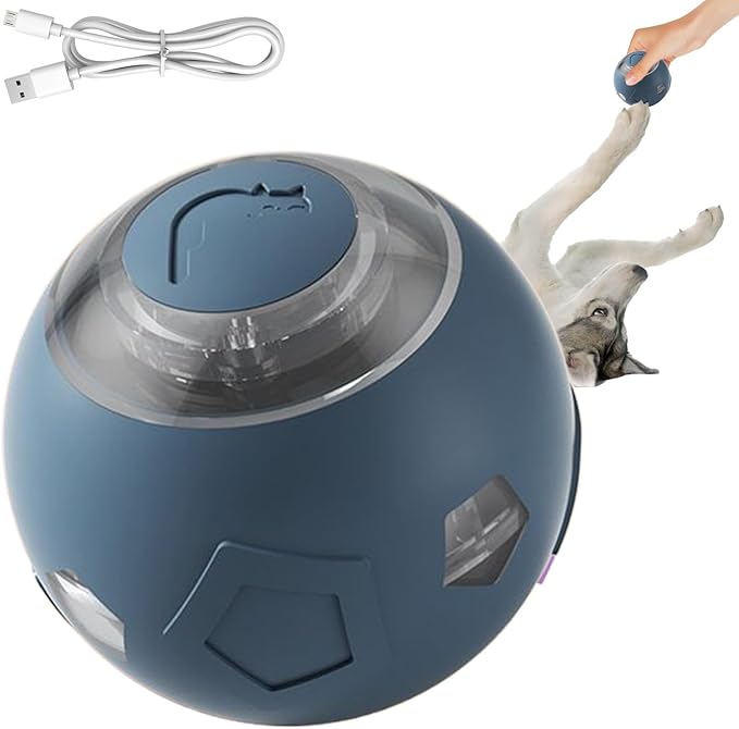 Genérico Moving Dog Ball - Electric Pet Toy | Rechargeable Quiet Dog and Cat Ball with LED Lights For Puppies Cats Aggressive Chewers Indoor Games Interactive Pet Supplies