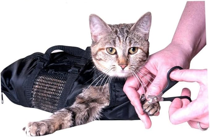 Cat Wash Bag Grooming Kit Zipper Mesh Side Panel Head Collar for Safety Oxford Material Easy to Carry