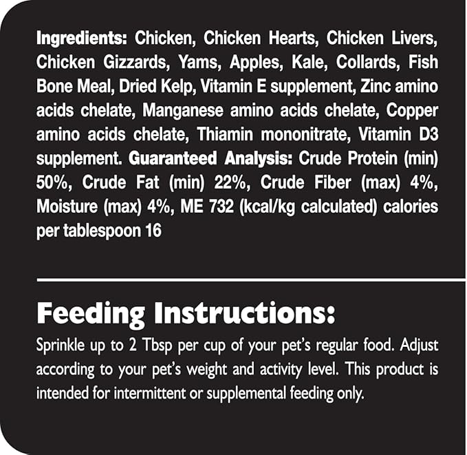 Fresh Is Best Tasty Trimmings – Freeze Dried Dog Food – Raw Freeze Dried Cat & Dog Food Toppers in Resealable Zipper Bag – Chicken with Yam, Apples, Kale, & Collards – Made in The USA