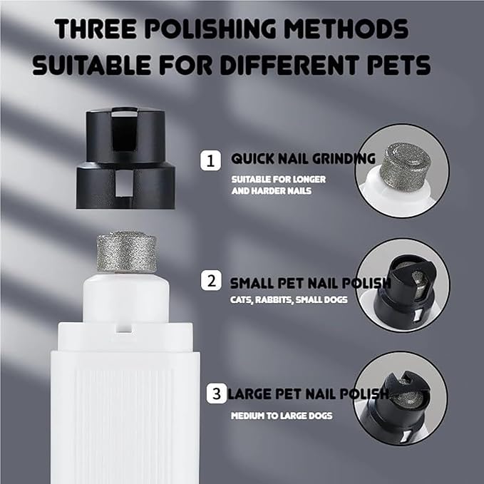 2025 New Catlabo Cat Nail, Catlabo Cat Nail, Upgraded Safe Cut Cat Nail Trimmer, Three Adjustable with 360° Grinding Settings, Low-Vibration Ultra-Quiet Under & Powerful for All Cats &Dogs (White)