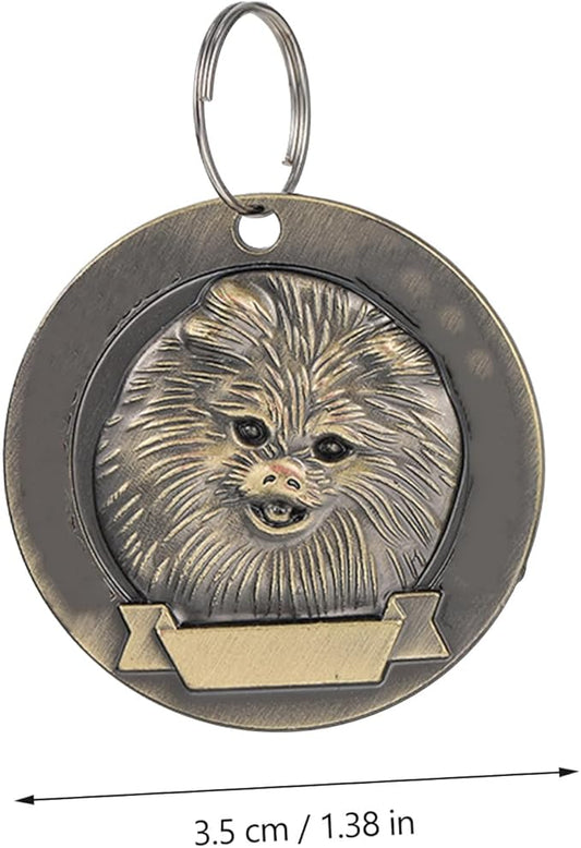 FRCOLOR 3pcs Vintage Bronze Pomeranian Dog Id Tags Pet Identity Hangings Sturdy Pet Supplies for Small Dogs Collar Accessories