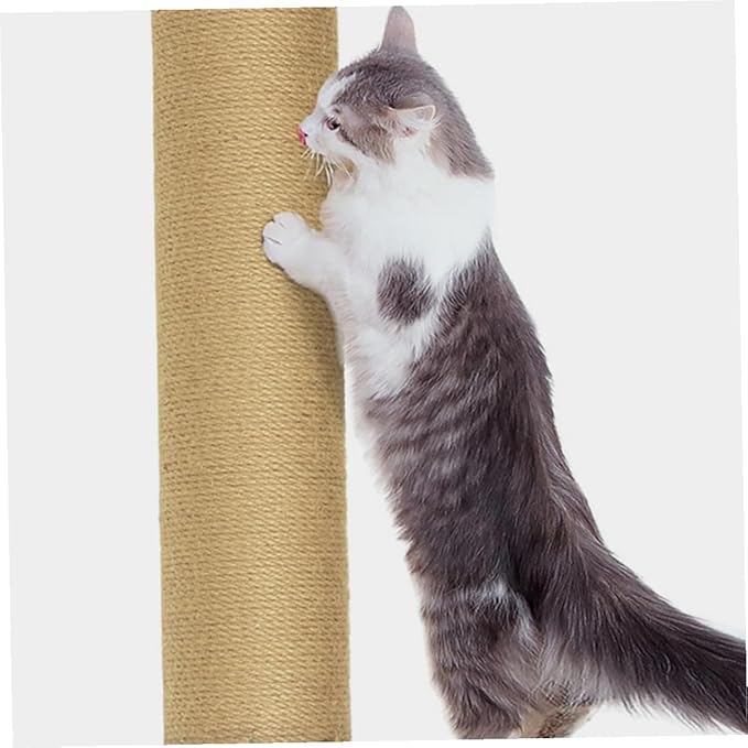 UPKOCH Cat Scratching Post Jute Rope Scratch Pole 9cm X 30cm Solid Wood Sturdy Cat Claw Scratcher Indoor Floor Accessory