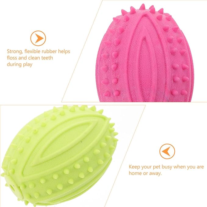 KALLORY 2pcs Dog Squeaky Rubber Balls Chew for Small Dogs Puppy Teething Interactive Play Indoor Outdoor Pet Supplies
