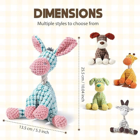 Durable Dog Stuffed Toys for Aggressive Chewers, 2026 New Indestructible Dog Toy, Interactive Squeaky Chew Teething Toys, Squeaky Plush Dog Toys (Brown)