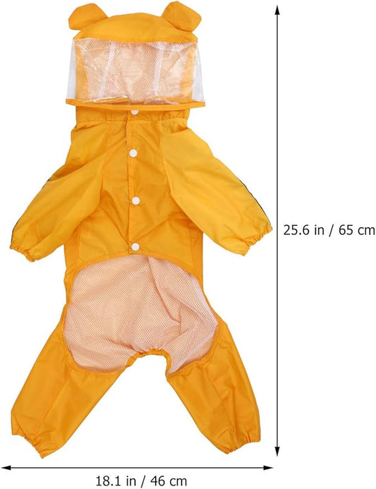 VOSAREA Waterproof Dog Rain Jacket Hooded Bee Pattern Lightweight Raincoat for Small to Medium Dogs XXL Yellow Rainwear for Rainy Weather Pet Supplies