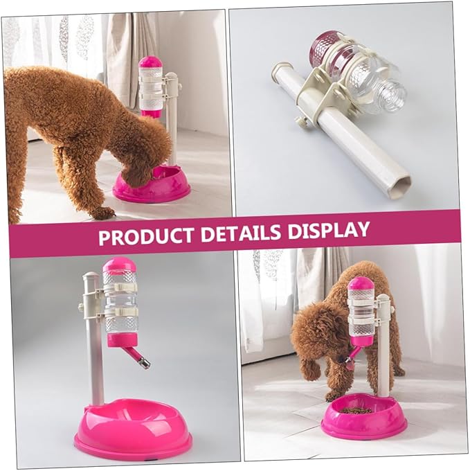 Happyyami Drinking Fountain for Dogs Pet Waterer Feeder Non-Slip Base Rose Pink