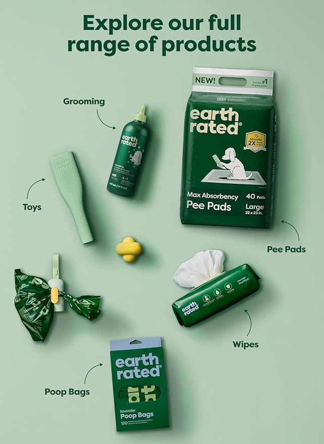 Earth Rated Max Absorbency Puppy Pee Pads for Dogs Absorbs 2X Faster & 2X More, Leak-Proof, Odor Control Potty Training, Unscented, XL, 28” x 34”, 40 Count