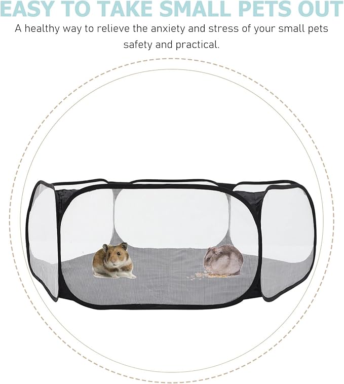 SOLUSTRE Foldable Pet Playpen Pen Fence with Breathable Polyester Mesh, Hexagonal Indoor Puppy Playhouse for Small Dogs, Cats, Rabbits – Anti-Escape Pet Pen Supply
