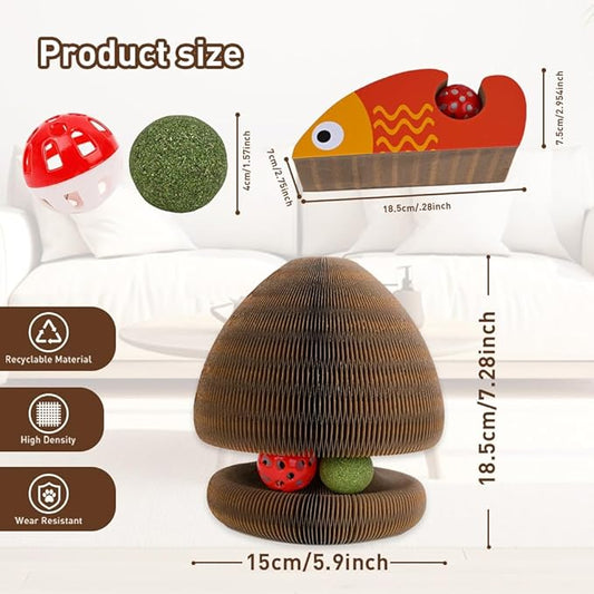Cat Toys, Magic Organ Scratching Board, Reversible Interactive Cat Toys Scratching, Cardboard,Kitten Scratcher Pads with Catnip Ball(1PC)