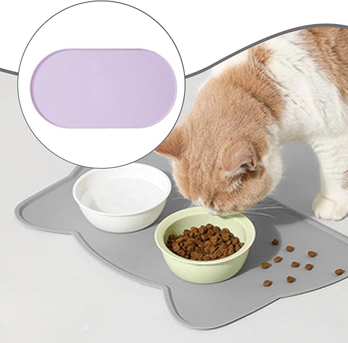 Pet Feeding Dog Food Mat Multifunctional Supplies Anti Slip Silicone Contain Spills Replace Pad Accessories Placemat, Purple