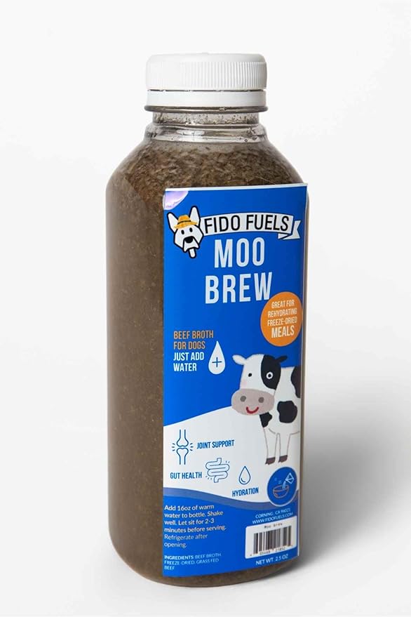 Moo Brew Freeze Dried Bone Broth - 16oz Bottle with 2.5oz Bone Broth Product