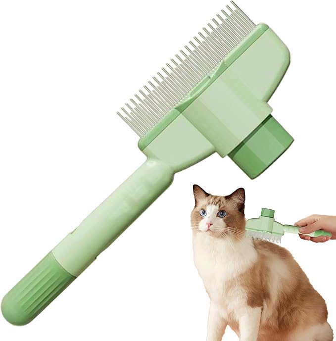 Cat Hair Brush - with Release Button Grooming Comb - Long Hair Cat Brush Dematting Comb | for Long Short Puppy Kitten Pet Undercoat Indoor Home Travel Bath Massage