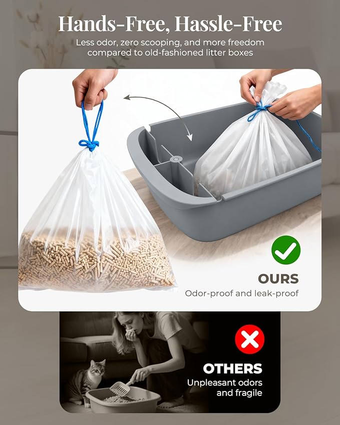 TAIFA Self Cleaning Litter Box with APP Control, Open-Top Automatic Litter Box for Multiple Cats with Safety Sensors, Odor-Free Waste Disposal Includes Trash Bags, 15L Waste Bin, Brush, Scooper, Mat