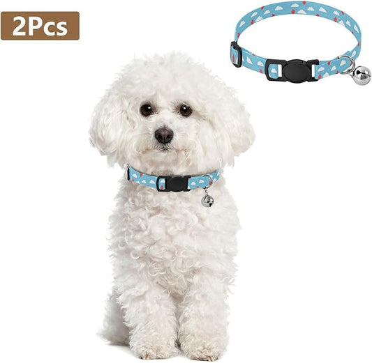 Dog Collar Balloons Clouds Pattern Dog Collars Puppy Collar Cat Pet Collar with Adjustable Buckle for Dogs Cats Pets Supplies 2 Pack