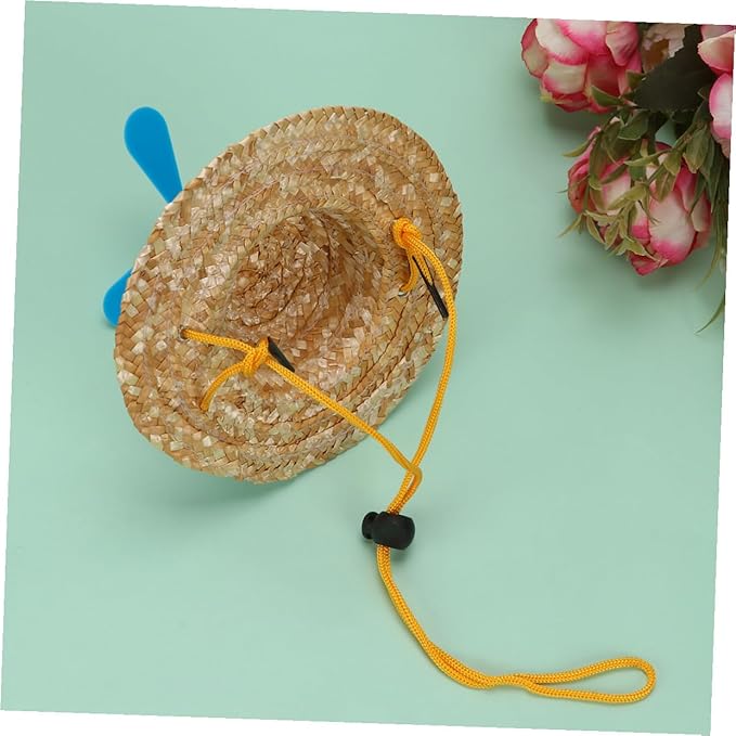 Pet Straw Hat with Propeller Decorative Knitted Woven Straw Cap for Dogs Large Size Photo Props Summer Pet Supplies