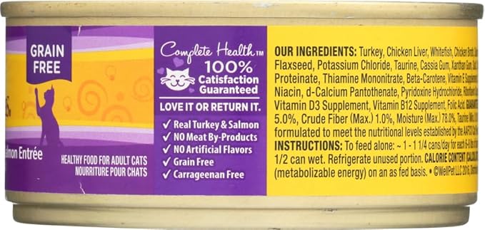 Wellness Canned Cat Food Turkey and Salmon Formula 5.5 oz (Pack of 6)