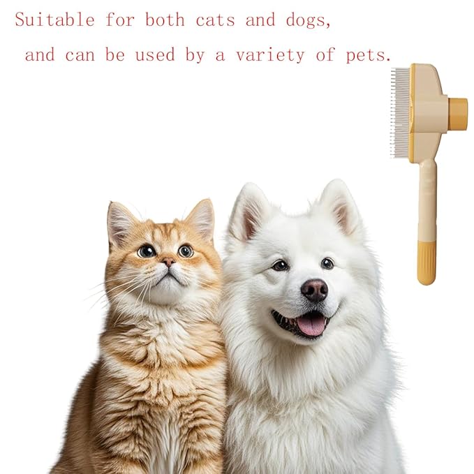 Cat Comb - Cat Grooming Comb, Shedding Hair Brush,Cat Brush With Release Button,For Cats Dogs Easy Grip Handle That Ensures Comfort And Control