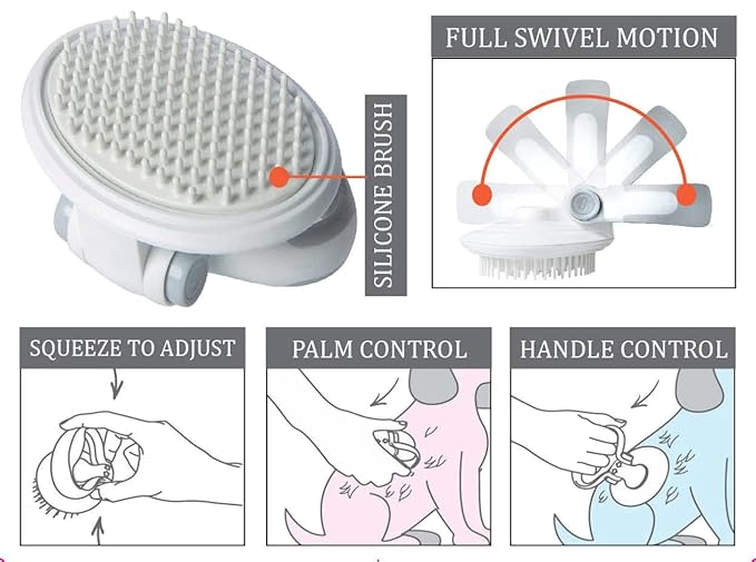 Pet Life ® 'Gyrater' Swivel Travel Silicone Massage Grooming Cat and Dog Brush