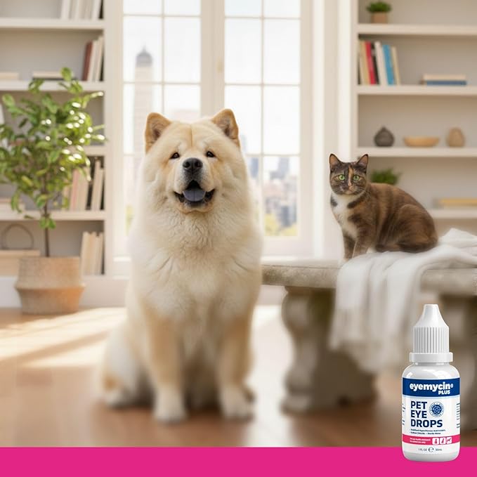 EYEMYCIN pet Eye Drops 1 fl oz Eye Drops for Dogs and Cats Vet-Recommended Dog Eye Infection Treatment to Soothe Infection Allergy,Relieve Dry Eyes Pink Eyes, Pet Tear Stain Cleaner Horses & Birds