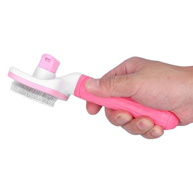 Gavigain Pet Hair Brush Steel Needle Comb Massage Particles Supply Pink Blue for Pet Grooming