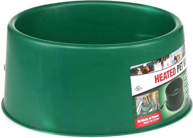 Farm Innovators P-60 1.5 Gallon 60 Watt Heated Pet Water Bowl, Thermostatic Control & Anti Chew Cord, Green (4 Pack)