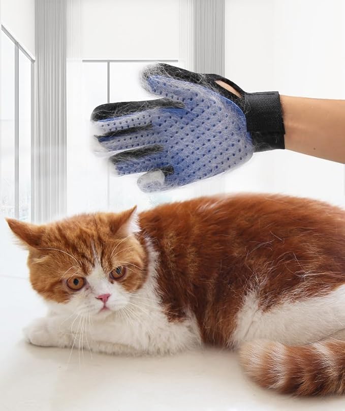 Pet Hair Removal Glove,Cats & Dogs Grooming Supplies,Efficient Deshedding Pet Grooming Gloves 2-in-1 Deshedding Brush(Two Colors)(Pink,Right-Hand)