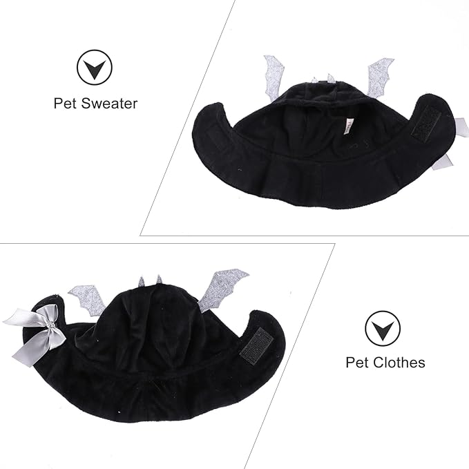 DOITOOL Dog Cloak Hoodie for Pets Cotton Bat Wing Hooded Costume Black Neck Circumference 30cm Christmas Dog Clothes and Puppies Pet Supplies Apparel